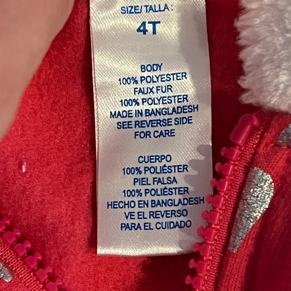 Kidgets Red Heart Print Fleece-Lined Hooded Jacket – Size 4T - Picture 3 of 3